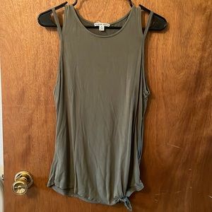 Moral fiber tank top army green knot tie shirt